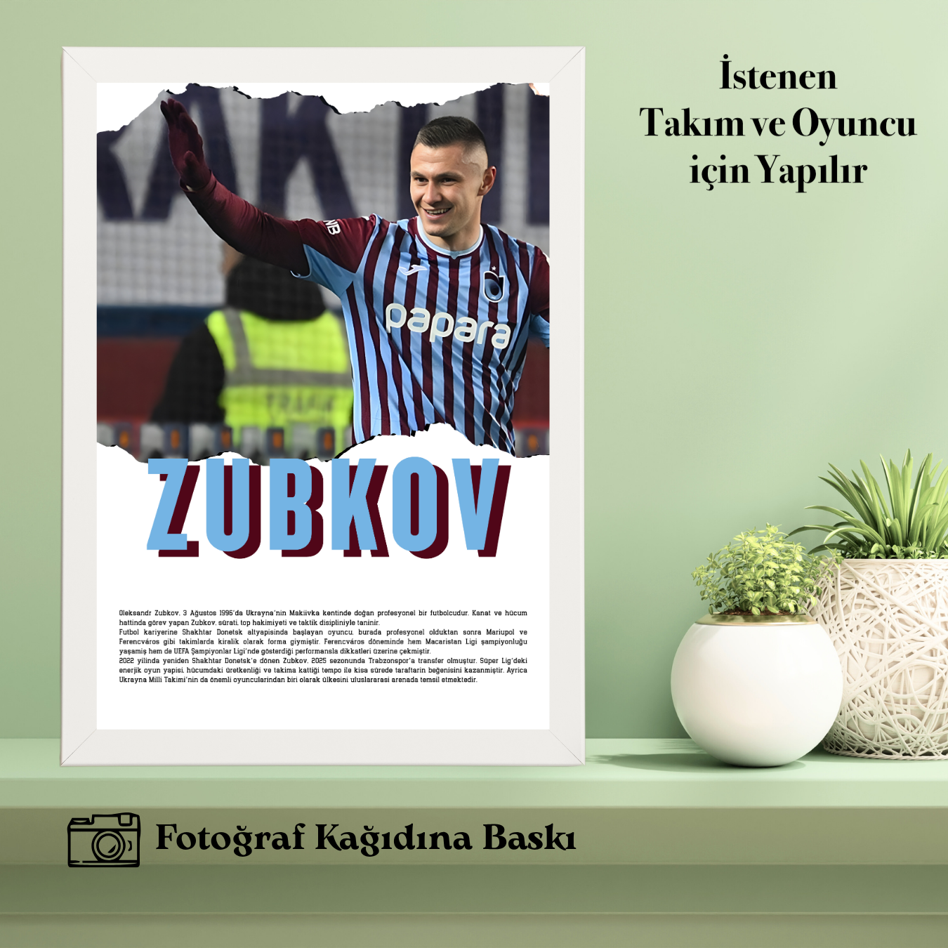 Seçtiğiniz Futbolcu Model 1 Tekli Ahşap Sporcu Tablo