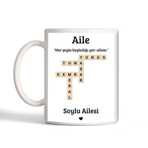 Kişiye Özel Scrabble Tarzı Aile İsim Kupa Bardak