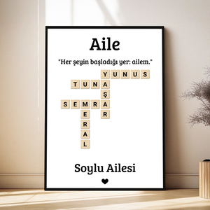 Kişiye Özel Scrabble Tarzı Aile İsim Tablosu